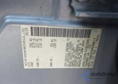 2009 Nissan Altima 2.5 S from USA, damaged, VIN 1N4AL21E69N508206